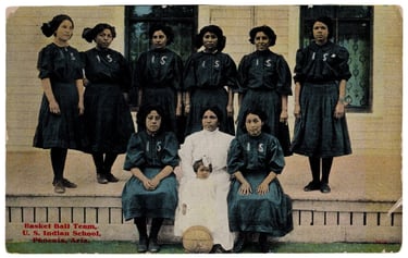 Circa 1910 U.S. Indian School Phoenix Arizona Women's Basketball Team