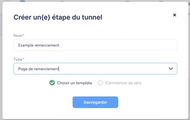 Création d'une page de remerciement