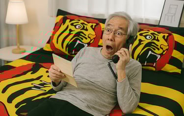 特殊詐欺の電話を受けて驚いている高齢者のイメージ画像｜堺市のニュースならサカイタイムズ