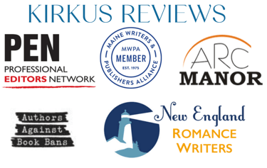 Logos for Kirkus, PEN, MWPA, NERW, and Authors Against Book Bans