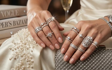 Elegant diamond knuckle rings for weddings parties and formal evening events