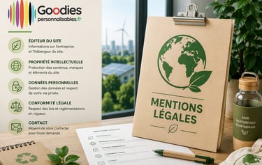 mentions légales goodiespersonnalisables.fr Amboise Tours Paris France
