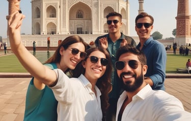 A serene airport runway at sunset with a plane ready for takeoff.