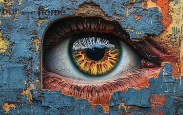 eye peeping through wall