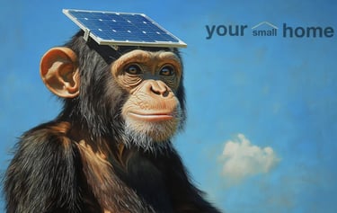 monkey with solar panel on head