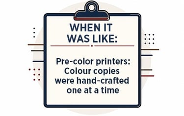 When it was pre-color printers when copies were hand crafted individually