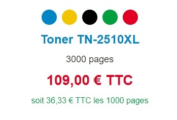 Toner TN1-2510XL pour Imprimante Laser Brother