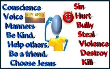 Examples of Holy Spirit voice versus the devil’s voice designed by Debbie Dunn using PowerPoint
