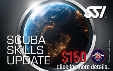 SSI Scuba Skills Update course at Scuba Duka Diani Beach Kenya featuring a globe background.