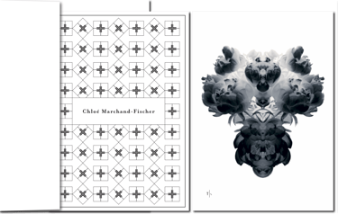 gespiegelte Blüten und Ornament auf Trauerkarten, eleganter Stil