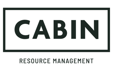 The word CABIN in a black box with resource management written underneath 