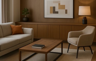 soggiorno realizzato tramite il servizio di FF&E realizzato da BRB Engineering srl