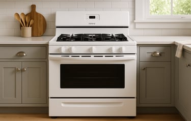 Admiral gas range installed in a modern Ottawa kitchen – appliance repair and installation service