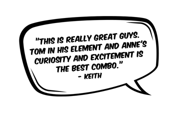 picture of a speaking comic style bubble with a review of the podcast