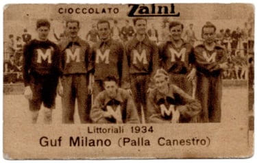 1934 Cioccolato Zaini Guf Milano (Palla Canestro) Rare Italian Basketball Card