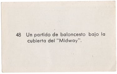 Baloncesto basketball card featuring American Soldiers playing on Navy ship in Spain 1950s