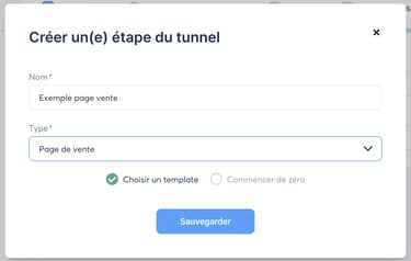 Création d'une page de vente