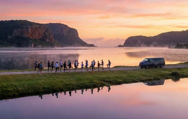 Elevate Retreats group fitness at dawn in the Garden route