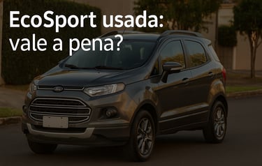 Ford EcoSport usada estacionada em rua residencial ao entardecer, representando avaliação de custo-b