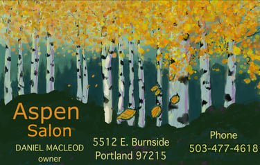 Aspen Salon, Daniel MacLeod, owner, 5512 E Burnside St Portland OR 97215, phone 503-477-4618