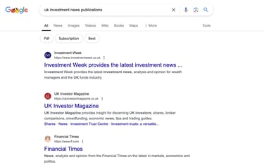 Google search 'UK investment news publications'