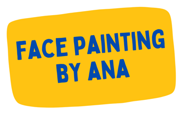 a yellow and blue logo sign that says face painting by ana
