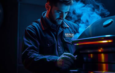 Fix Commercial Appliance technician repairs commercial grill in Charlotte