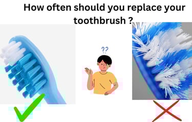  A good toothbrush and a frayed toothbrush showing how often you should replace your toothbrush 