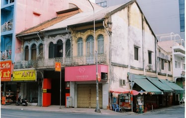Colonial French architecture houses in Saigon china town
