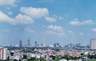 View of Saigon on a sunny day shot on film