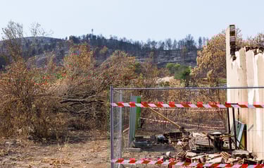 Incendie de l'Aude août 2025. Bâtiment détruit.
