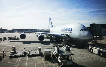 A Lufthansa aircraft parked at an airport