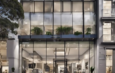 high rise building under orange skies