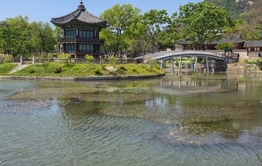Hyangwonjeong Pavilion and pond view