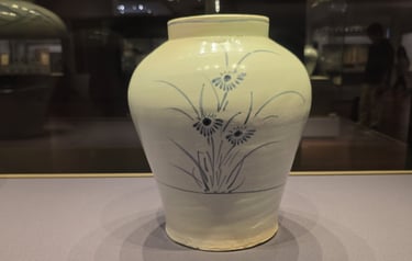 Joseon porcelain orchid design jar
