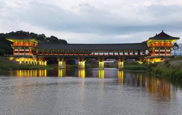 View of Woljeonggyo Bridge from Namcheon Stream stepping stones