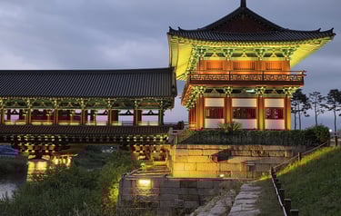 Partial view of Woljeonggyo Bridge and gatehouse