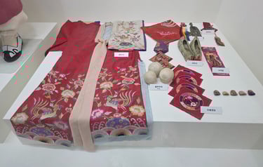 Display of silk clothing items