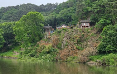 Goransa Temple on the cliff face leading up to the fortress