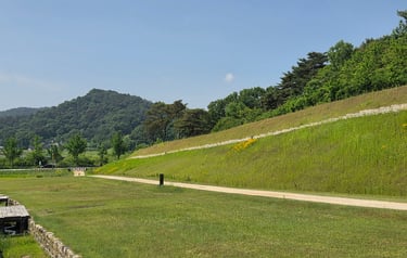 Long view of the Naseong City Wall from the Neungsan-ri temple site