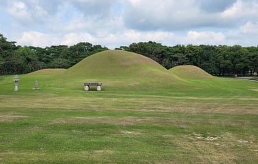 Oreung tomb view with remaining architectural pieces