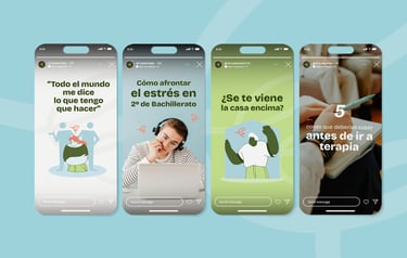 Imágenes y gráficos diseñados para las plataformas de redes sociales de Serenalia, manteniendo la coherencia de la marca.