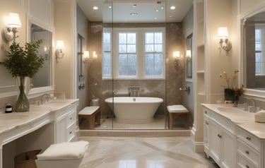 Elegant bathroom featuring a freestanding tub and natural light