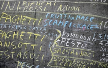 foto menu italiano escrito a mão no quadro negro