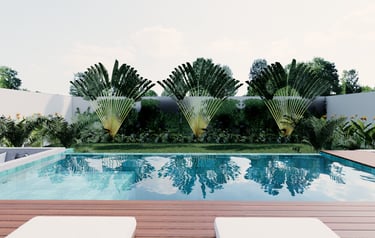 piscina com paisagismo