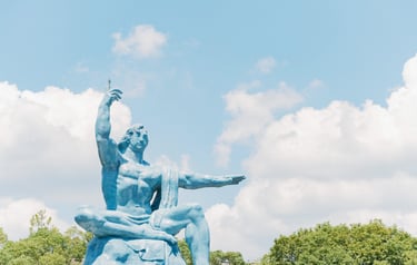 The Peace Statue in Nagasaki Peace Park, symbolizing the city’s hope for world peace