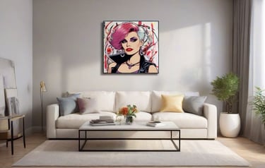 Histórias nas paredes: Rostos personalizados em quadros, contando narrativas visuais.