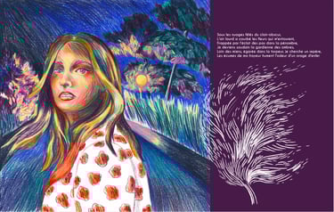 a drawing of a woman with a feather feather feather