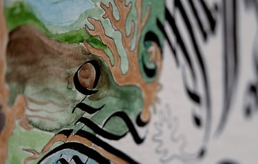 Dessin et calligraphie réalisée en art-thérapie