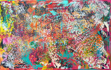 Acrylic painting Acrylbild Acryl Bild Gemälde abstrakt rot orange bunt